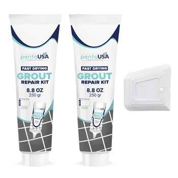 White 2 Pack 8.8oz PentaUSA Ready-to-Use Grout Repair Kit Restore & Fix Tile Grout