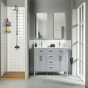 Woodbridge 60" Light Gray Double Sink Bathroom Cabinet