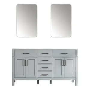 Woodbridge 60" Light Gray Double Sink Bathroom Cabinet