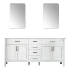 Woodbridge 72" White Double Sink Bathroom Wood Vanity 
