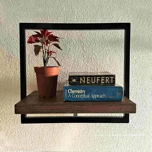 Woody Metal and Solid Wood Wall Shelf Unit W: 19,7’’ x H: 13,8’' - An Extra 5% of 