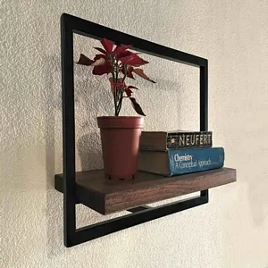 Woody Metal and Solid Wood Wall Shelf Unit W: 19,7’’ x H: 13,8’' - An Extra 5% of 