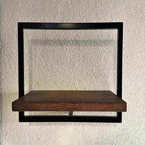 Woody Metal and Solid Wood Wall Shelf Unit W: 19,7’’ x H: 13,8’' - An Extra 5% of 