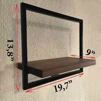 Woody Metal and Solid Wood Wall Shelf Unit W: 19,7’’ x H: 13,8’' - An Extra 5% of 