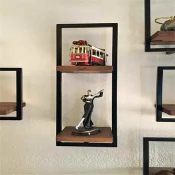 Woody Black Metal and Solid Wood Wall Shelf Unit H9,85’’ x W31,5‘’ - An Extra 6% of 