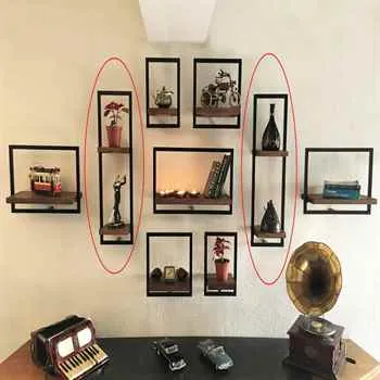 Woody Black Metal and Solid Wood Wall Shelf Unit H9,85’’ x W31,5‘’ - An Extra 6% of 