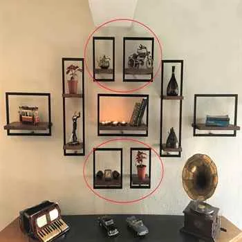 Woody Metal and Solid Wood Wall Shelf Unit Two Shelves - An Extra 6% off 