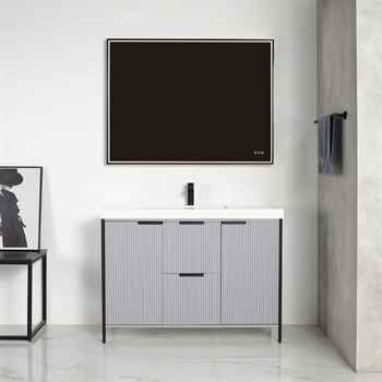 Zenia 48 inch Metal Grey Fluted Vanity