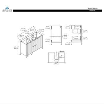 Zenia 48 inch Metal Grey Fluted Vanity