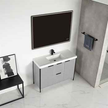 Zenia 48 inch Metal Grey Fluted Vanity