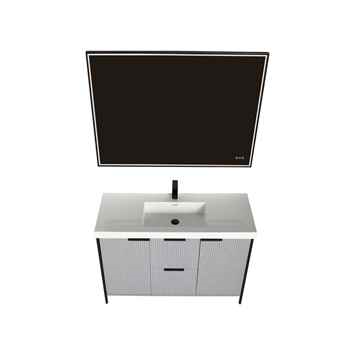 Zenia 48 inch Metal Grey Fluted Vanity