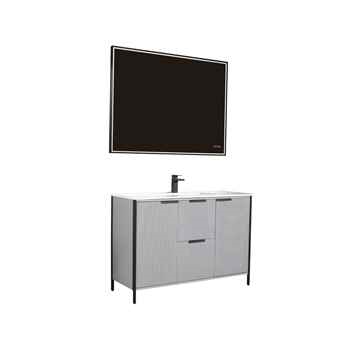 Zenia 48 inch Metal Grey Fluted Vanity