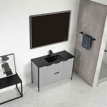 Zenia 48 inch Metal Grey Fluted Vanity