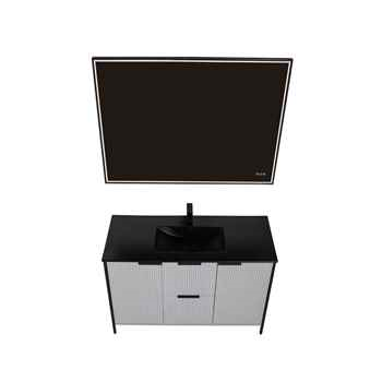 Zenia 48 inch Metal Grey Fluted Vanity