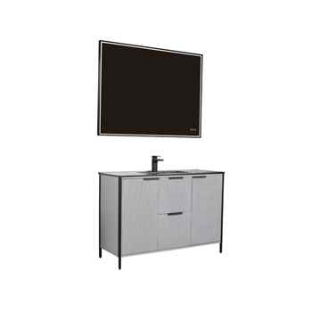 Zenia 48 inch Metal Grey Fluted Vanity