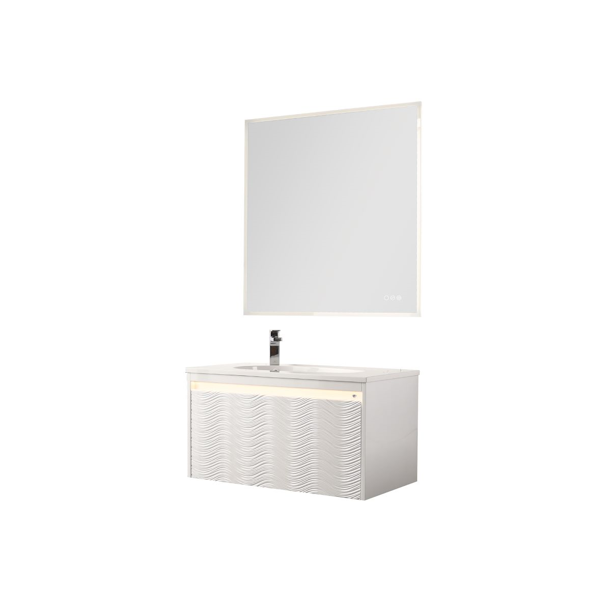 Violet 36″ Glossy White Vanity With Droplet-Shaped Basin (LED Illuminated)