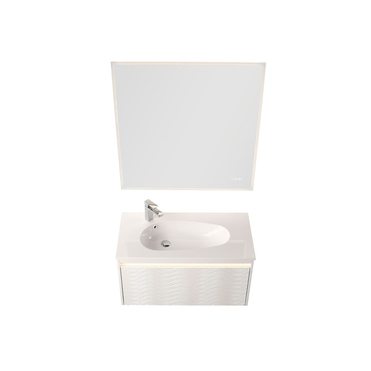 Violet 36″ Glossy White Vanity With Droplet-Shaped Basin (LED Illuminated)