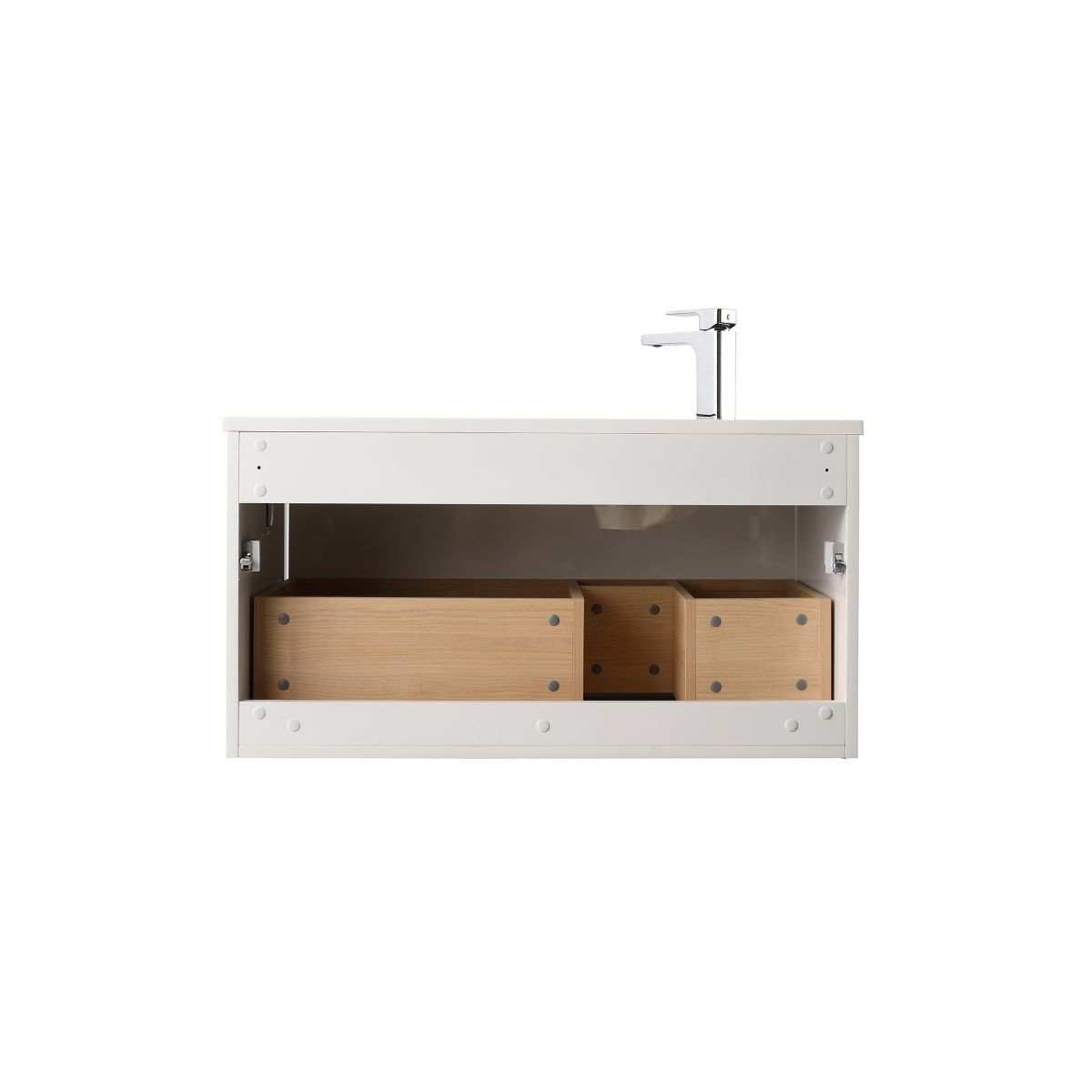 Violet 36″ Glossy White Vanity With Droplet-Shaped Basin (LED Illuminated)