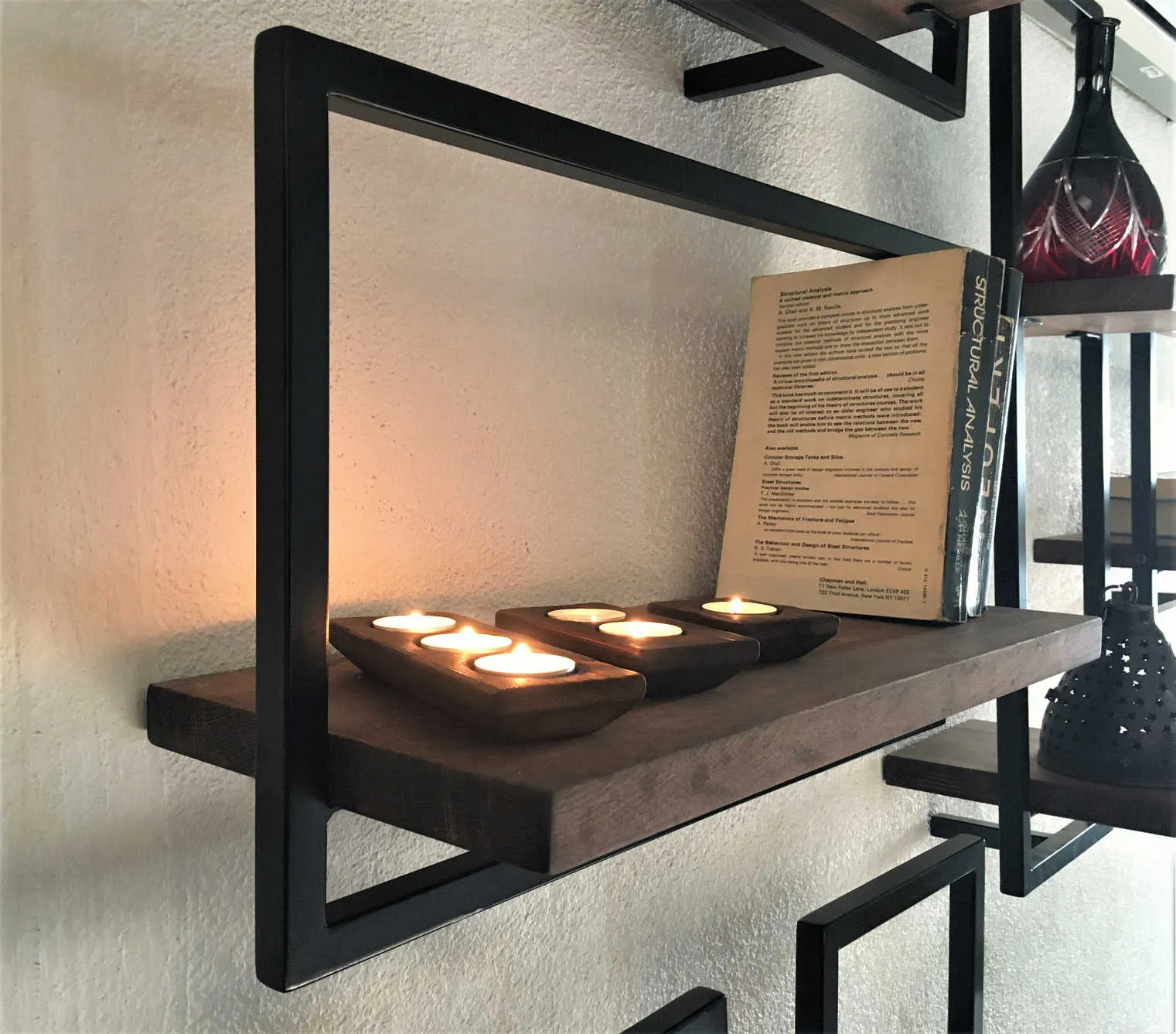 Black metal wall shop shelf