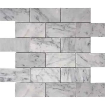 Bianco Carrara Mosaic Polished Subway Tile Brick 12"x12" (2"x4" Chip Size) - <b>extra 5% off</b>