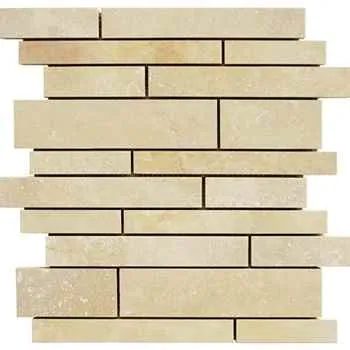 Light Travertine Mosaic Filled&honed Natural Stone 12"x12" Strip Bar