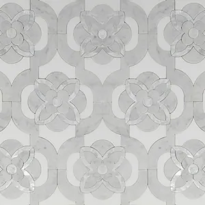 Lotus Custom Stone Water Jet Mosaic Design - Choose Sizes - Learn Prices